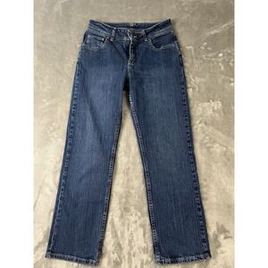 Riders by Lee Women's Mid Rise Dark Wash Straight Leg Blue Denim Stretch Jeans